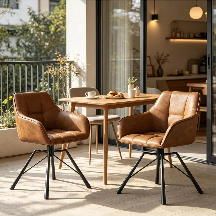 Esszimmerstuhl 57x41x82,5 cm im 2er-Set, drehbar mit Armlehnen und breitem Sitz – Bild 1