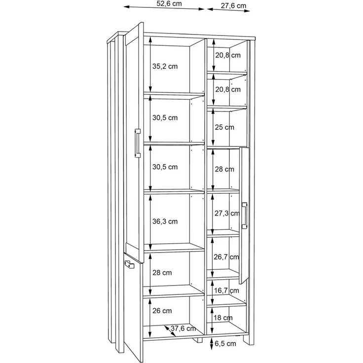 FORTE Clif Highboardvitrine, Holzwerkstoff, Grau/Braun, 91,6 x 205,4 x 41,4 cm – Bild 7