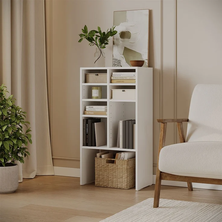 Schuhschrank Hermia Weiß 53 x 99 cm mit 7 offenen Fächern Vicco – Bild 6