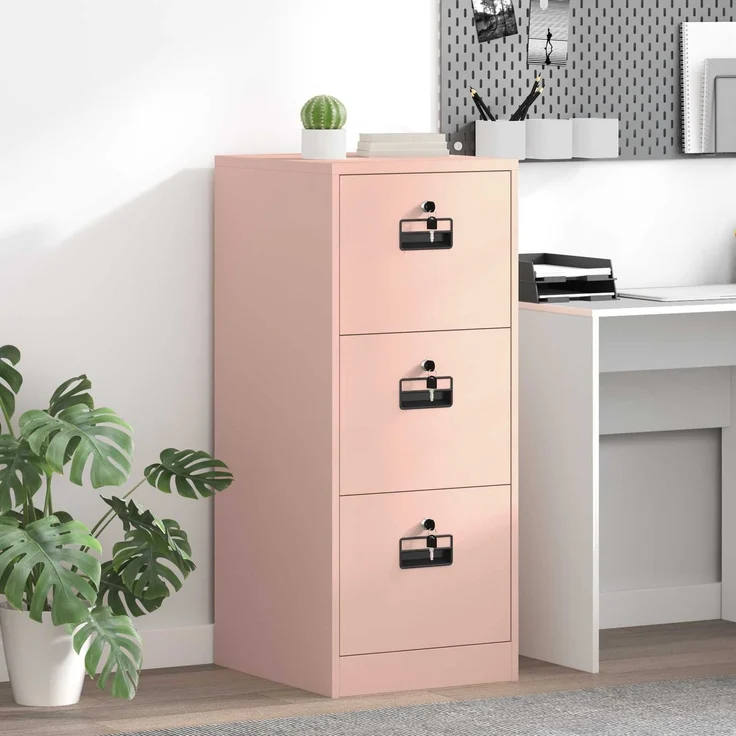 vidaXL Aktenschrank Rosa 44 x 50 x 106,5 cm Kaltgewalzter Stahl 891599 – Bild 1