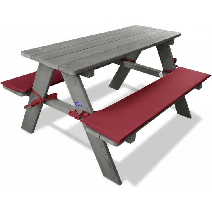 Coemo Kinder-Sitzgruppe Grau Picknicktisch mit Polster Spieltisch Gartentisch Holz – Bild 1