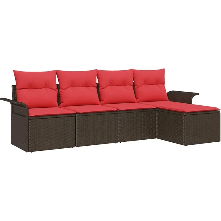 vidaXL Gartensofa-set mit Speicher 5 pcs Braun Poly-Rattan 3353993 – Bild 2