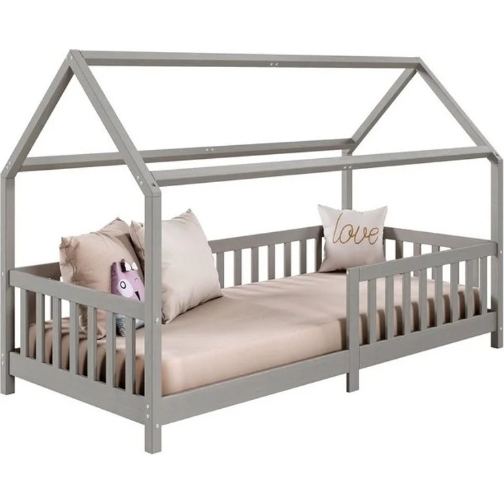 IDIMEX Kinderbett NINA, Hausbett Montessori Bett Kiefer 90 x 200 Tipibett mit Dach und rausfal – Bild 4