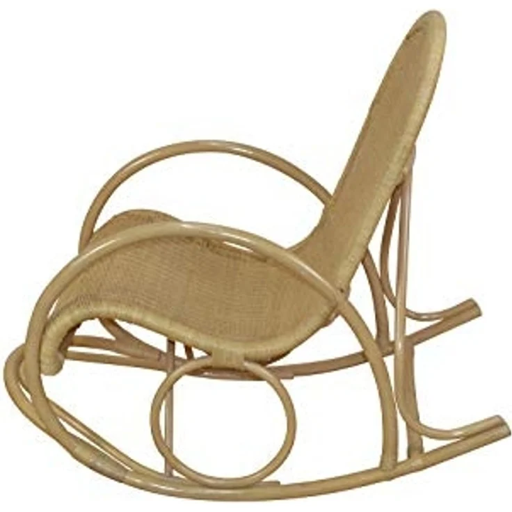 Schaukelstuhl aus Rattan handgefertigt, beige – Bild 3