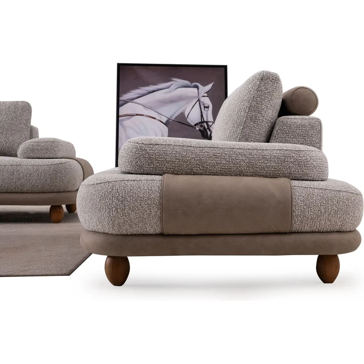 Sitzgruppe/Sofa Set - Wohnzimmergarnitur "Magnolia" 3+3+1 + Hocker-Beige – Bild 12