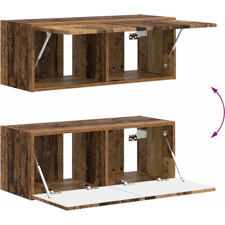 vidaXL TV-Schrankset Wandmontiert 4 pcs Altholz Holzwerkstoff 3409040 – Bild 12