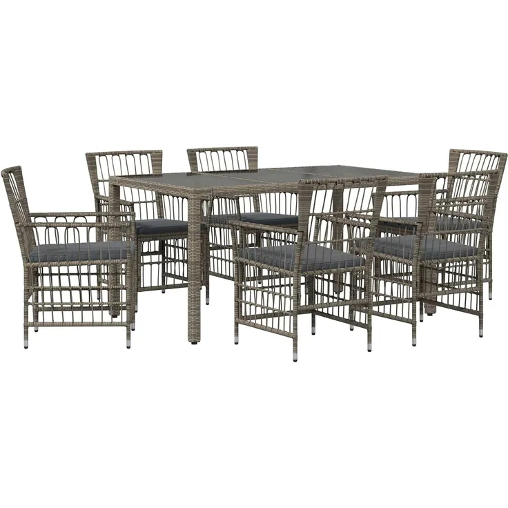 vidaXL Outdoor-Essgruppe 7 stk. Grau Poly-Rattan 3448939