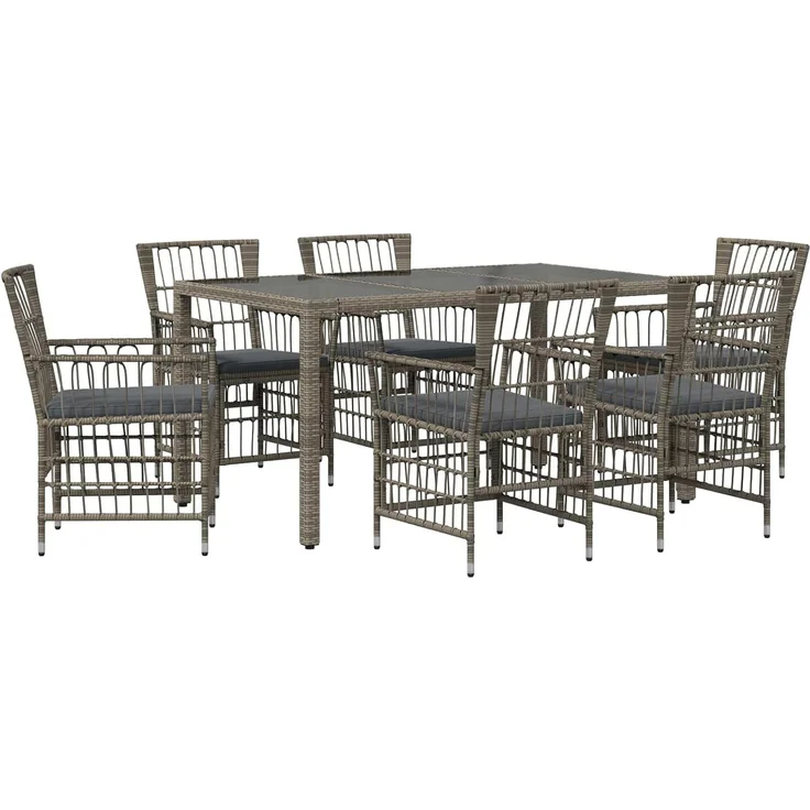 vidaXL Outdoor-Essgruppe 7 stk. Grau Poly-Rattan 3448939 – Bild 1