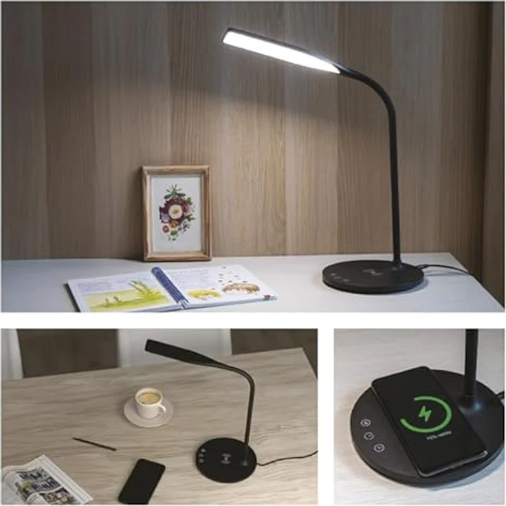 EMOS LED Tischlampe OSCAR, dimmbar, 360lm, einstellbare Lichtfarbe, hohe CRI >90, schwarz, mit Ladestation und Timer, 5,5W, Z7637B – Bild 6