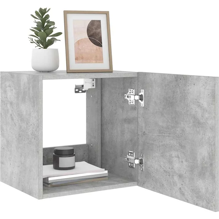 2 pcs TV-Wandschrank, TV Hängeboard mit LED-Leuchten. Betongrau 40,5x35x40 cm – Bild 6