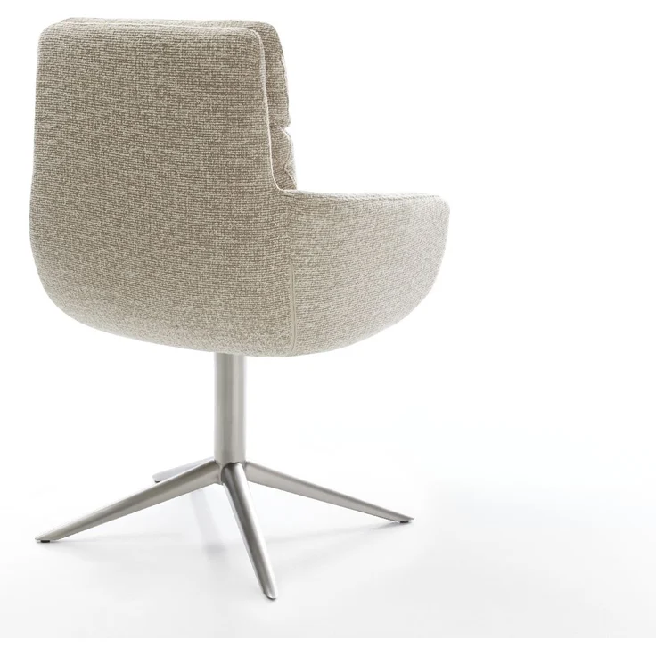 Drehstuhl Abelia-Flex mit Armlehnen Webstoff Soft Beige Fußkreuz Edelstahl 360° drehbar Wippfunktion – Bild 5
