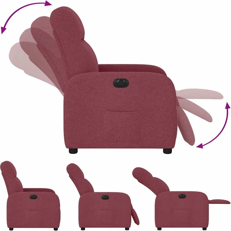 vidaXL Relaxsessel Elektrisch Weinrot Stoff 3302955 – Bild 7