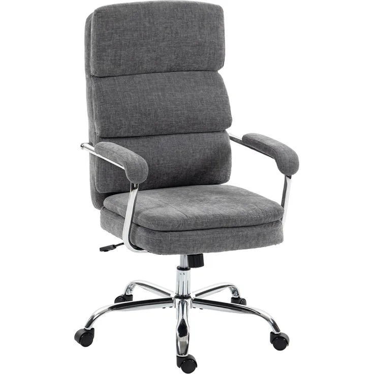 HOMCOM Bürostuhl, Polyester, Grau, 72,5L x 65B x 118H cm