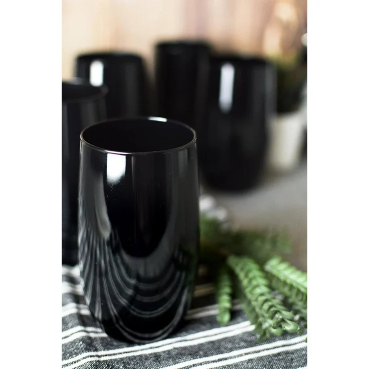 6 Schwarze Trinkgläser 420ml Wassergläser Saftgläser Cocktailgläser Longdrinkgläser – Bild 3