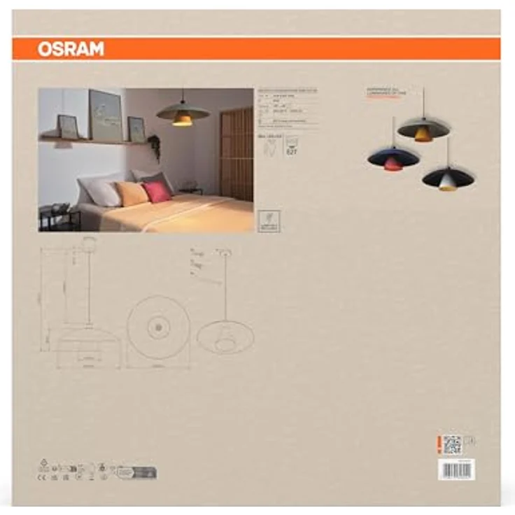 OSRAM Hängelampe Decor Flying Mushroom, Pendelleuchte aus Stahl in grün/gelb, E27 Fassung – Bild 3