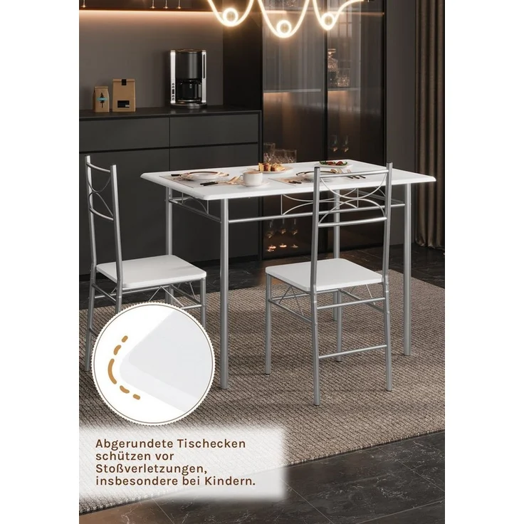 Woltu Sitzgruppe, (1-tlg), Esszimmer, Essgruppe für 4 Personen, mit Metallgestell – Bild 3