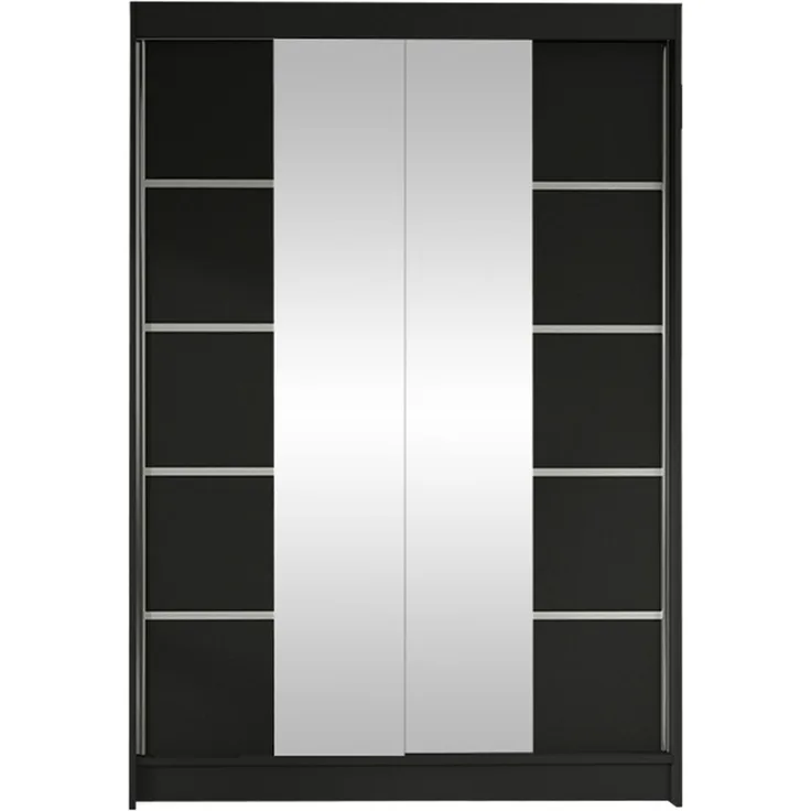Kleiderschrank Lino V, ohne Beleuchtung, Farbe: Schwarz