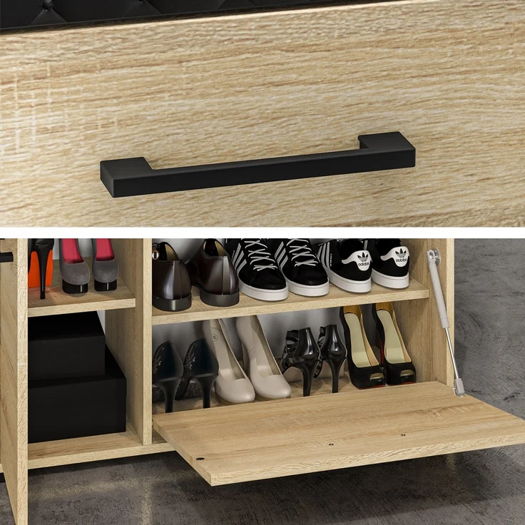 Schuhschrank mit Bank Eiche hell CHEB-131 – Bild 4