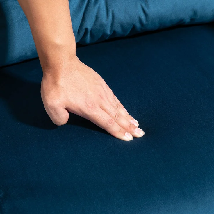 HOMCOM Relaxsessel mit Bettfunktion, Polstersofa mit verstellbarer Rückenlehne, Gästebett, Blau Samt, 63 x 73 x 81 cm – Bild 9