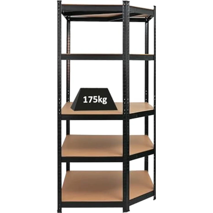 PROREGAL Eckregal Ragnar 1x: 180x90x60cm Schwarz Fachlast 175kg, Kellerregal, Steckregal, Garagenregal, Lagerregal – Bild 5