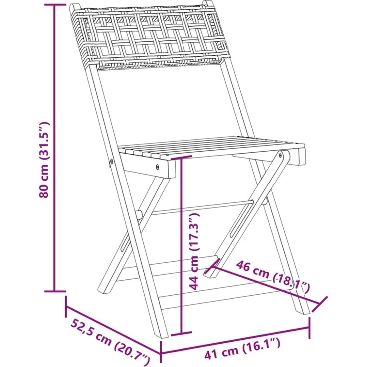 vidaXL Bistrostühle 2 Stk. Schwarz Massivholz Akazie und Poly Rattan 367675 – Bild 11