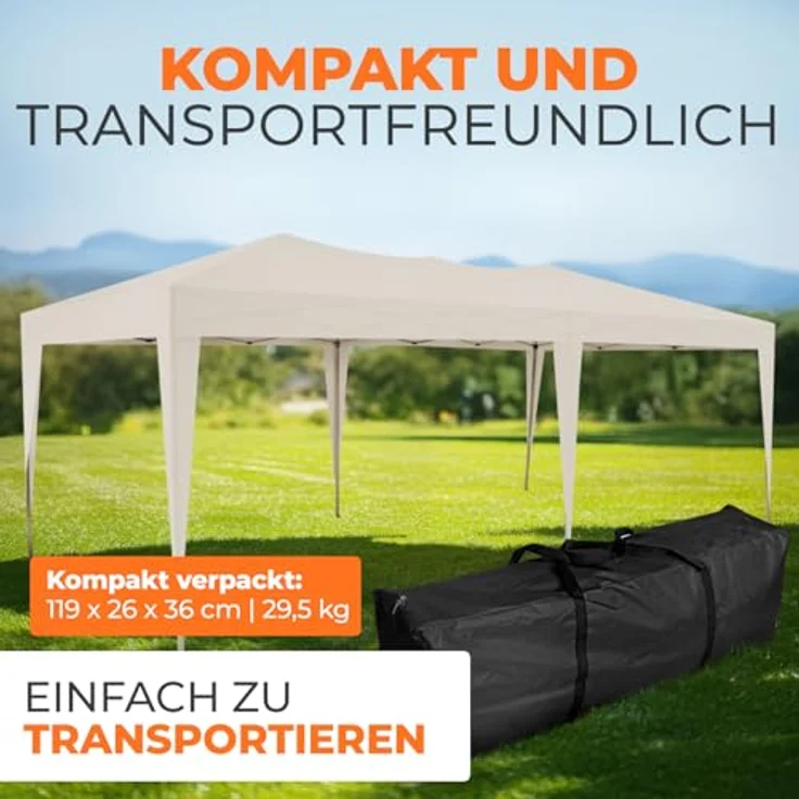 Kronenburg Faltpavillon wasserdicht Pavillon, Gartenzelt, 3x6 m - mit UV Schutz 50+, Champagner – Bild 7