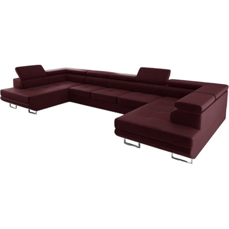 thematys Ecksofa Aston U 403 x 203 cm, mit Schlaffunktion, mit Bettkasten, mit verstellbaren Kopfstützen, Weinrot (Monolith 69), Ausrichtung 350 cm|390 cm – Bild 6