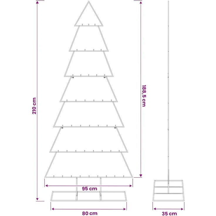 vidaXL Metall Weihnachtsbaum KUOPIO 210 cm Stahl Weiß 42053827 – Bild 7