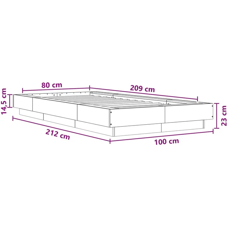 vidaXL Bodenbettgestell Grau Sonoma 80 x 210 cm Holzwerkstoff 3429703 – Bild 10