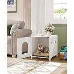 Katzenschrank, Versteckte Katzentoilette Möbel, Lagerung Schrank Bank, Hölzerne Katze Waschraum für Wohnzimmer, Schlafzimmer, Weiß