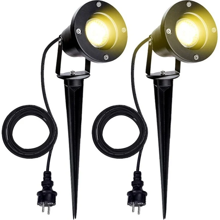 Clanmacy LED Gartenstrahler Gartenbeleuchtung mit Erdspieß 4W IP65 Gartenleuchte Warmweiß, LED fest integriert, Warmweiß – Bild 5