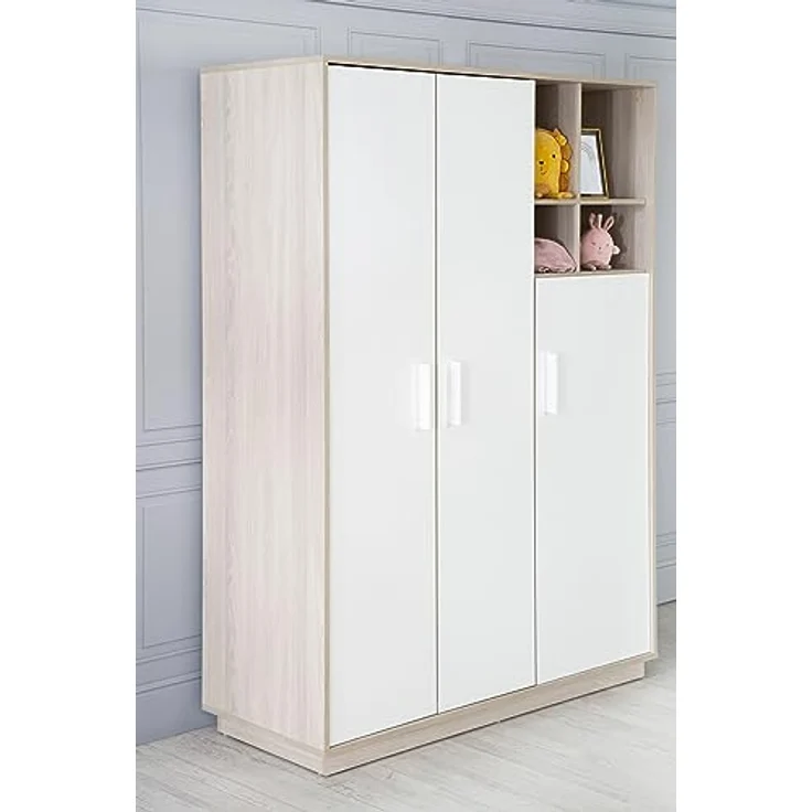 roba Kinderzimmerset 'Olaf' 3-teilig - Bett 70 x 140 - Kleiderschrank 3-türig - Weiß / Luna Elm – Bild 27