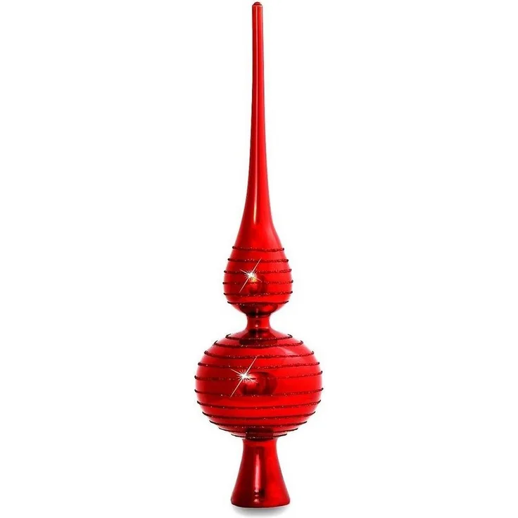 SIKORA Christbaumspitze SP2R Klassische Christbaumspitze aus Glas mit Glitterdekor - rot / H:29cm