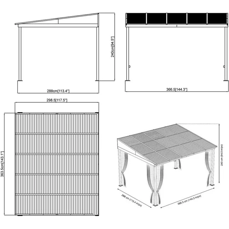 Sojag Portland 1012 | Alu Terrassenüberdachung mit – Bild 5