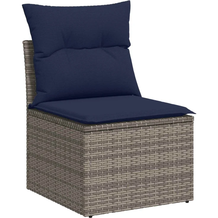 vidaXL Sofa Set 7 stk. Grau und Marineblau Polyrattan und Stahl 3448685 – Bild 4
