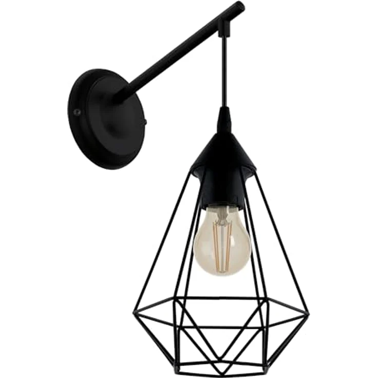 Eglo 49081 Wandleuchte TARBES E27 1X40W Stahl schwarz L:15,5cm H:37,5cm dimmbar – Bild 2