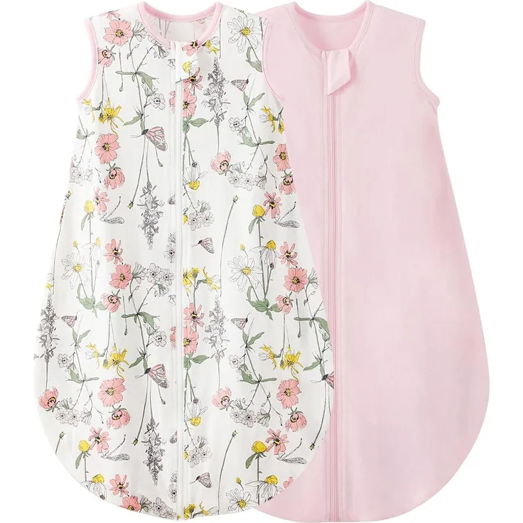 Duomiaomiao 2er Pack Baby Schlafsack,0.5 Tog Ganzjahres Jungen Schlafsack, Leichter hochwertiger Baumwoll-Mädchen, geeignet für Kinder im Alter Von 6 Monaten bis 3 Jahren