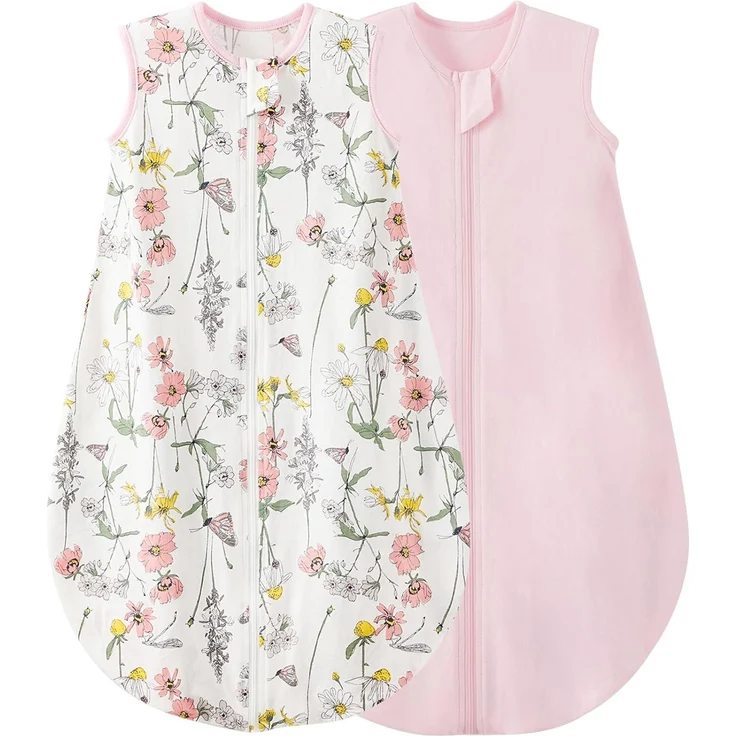 Duomiaomiao 2er Pack Baby Schlafsack,0.5 Tog Ganzjahres Jungen Schlafsack, Leichter hochwertiger Baumwoll-Mädchen, geeignet für Kinder im Alter Von 6 Monaten bis 3 Jahren – Bild 1