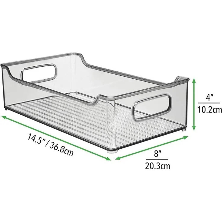 mDesign Kühlschrankbox Aufbewahrung Organizer stapelbar Griffe 4er-Set Rauchgrau – Bild 2