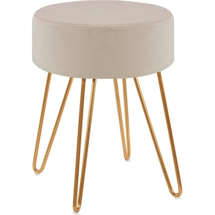 Duhome Hocker (9111), Sitzhocker Rund Hocker Samt oder Stoff Lederoptik Schemel Metallbeine – Bild 1