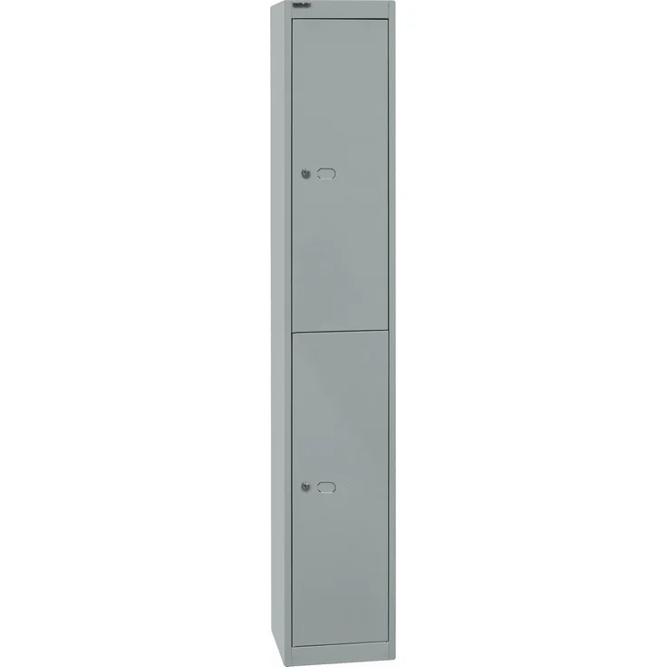 Bisley Garderobenschrank Office, 1 Abteil, 2 Fächer, T 305 mm, Farbe silber – Bild 2