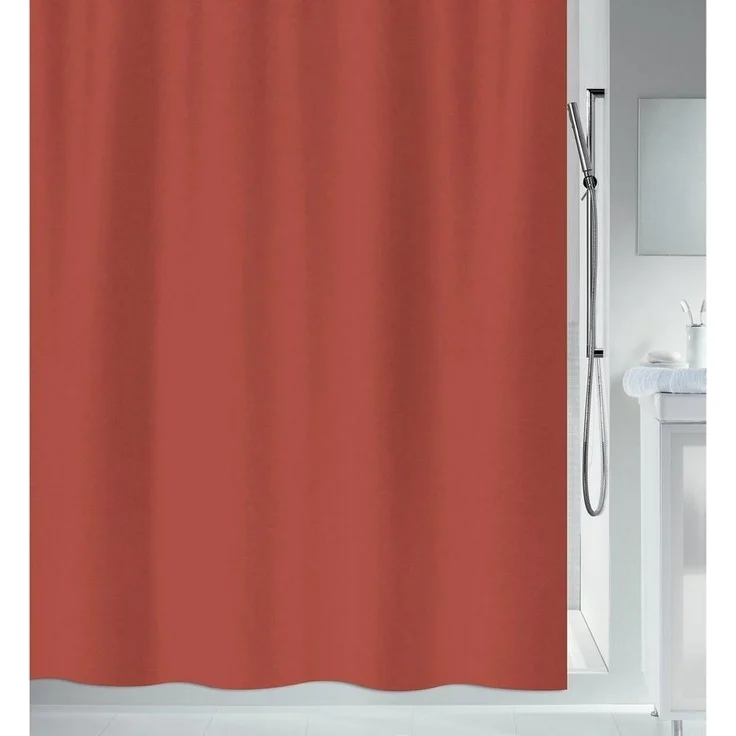 spirella Duschvorhang PRIMO Breite 120 cm, Premium Textil-Duschvorhang, 100% Polyester, Made in Europe, wasserabweisend, Anti-Schimmel-Effekt, waschbar 30°, Farbe terracotta, Größe 120 x 200 cm – Bild 4