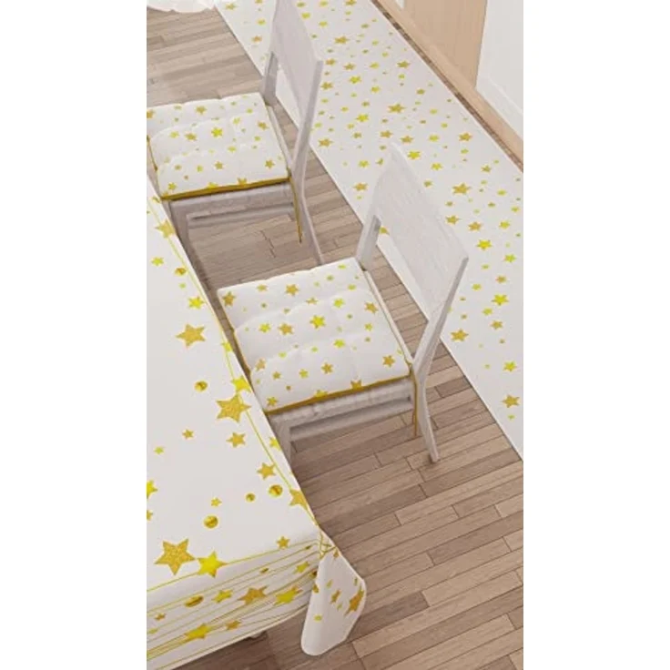 PETTI Artigiani Italiani - Tischdecke für Weihnachten, schmutzabweisend, rechteckig, für Weihnachten, Küche, Design Gold Stars X6 Sitzer (140x180 cm), 100% Made in Italy – Bild 7