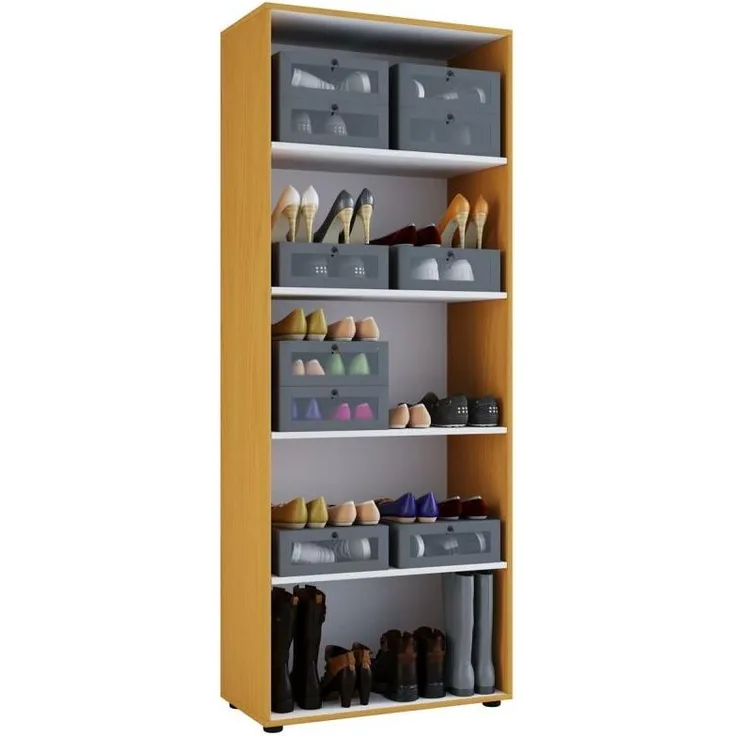 VCM Schuhschrank Vandol l ohne Türen 5 Fächer Buche