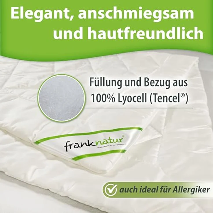 franknatur Naturfaserbettdecke Ganzjahresdecke Lyocell, Füllung: 100% Lyocell, Bezug: 100% Lyocell, temperaturausgleichende Mono-Ganzjahresdecke – Bild 3