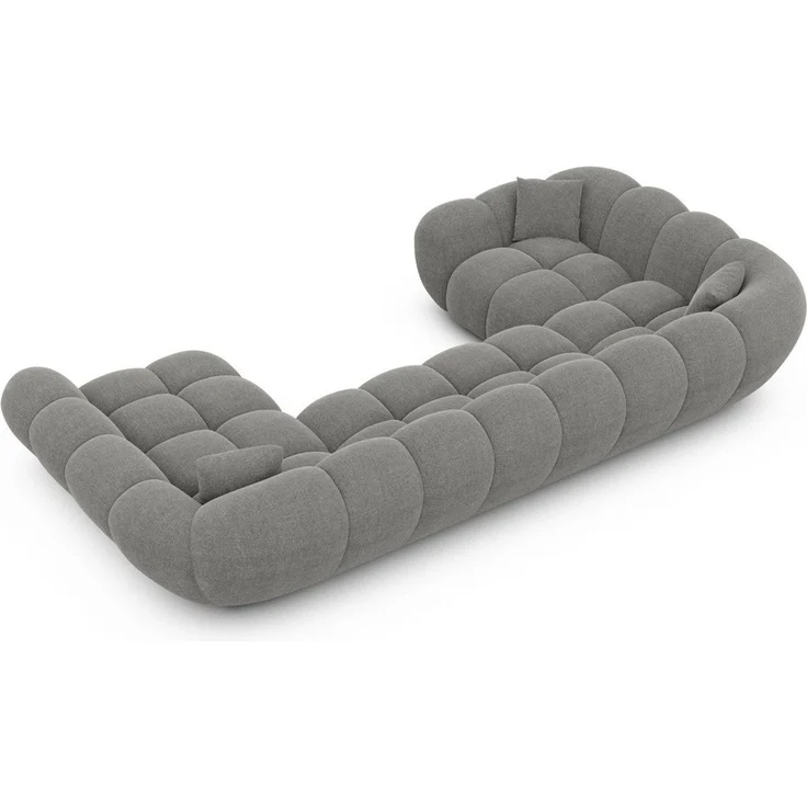 Sofa Dreams Wohnlandschaft Maleron U Form Design Stoffsofa, 6-Sitzer, Polsterecke, Ottomane links, Strukturstoff Dunkelgrau – Bild 3