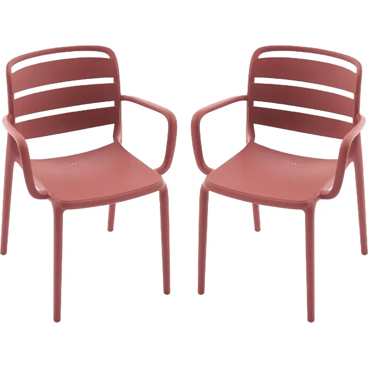 Vente-unique - MOAH Gartenessgruppe Plastik RotWeiß - B 56,5 cm80,5 cm x H 81 cm77 cm x L 60 cm90,5 cm – Bild 3