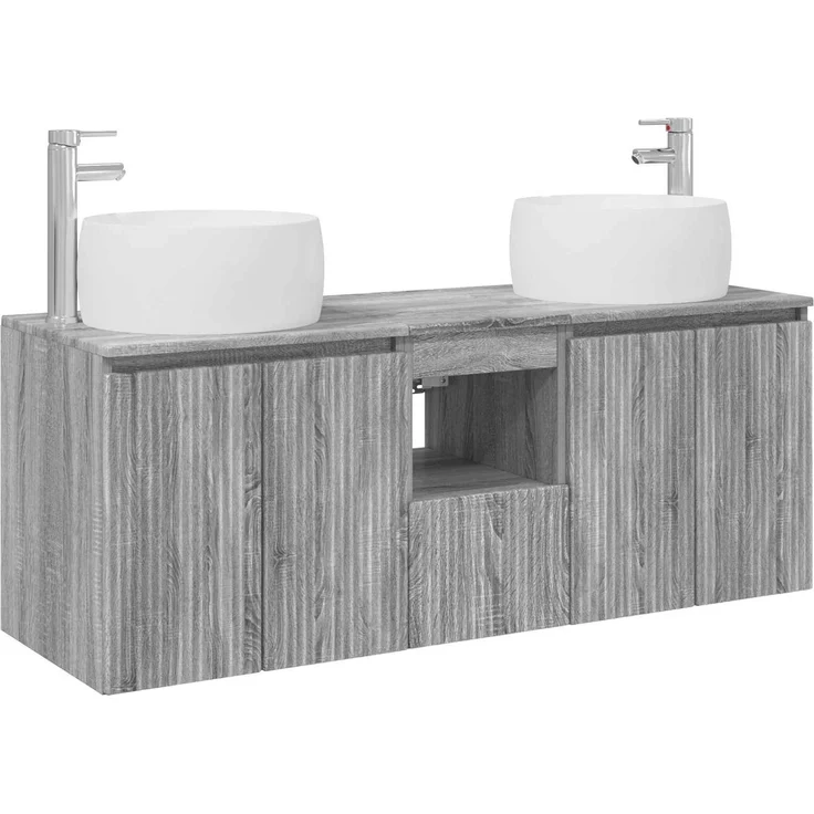 vidaXL Badezimmerschrank-Set 3 stk. Grau Sonoma 129 x 44,5 x 80 cm 3405723 – Bild 2