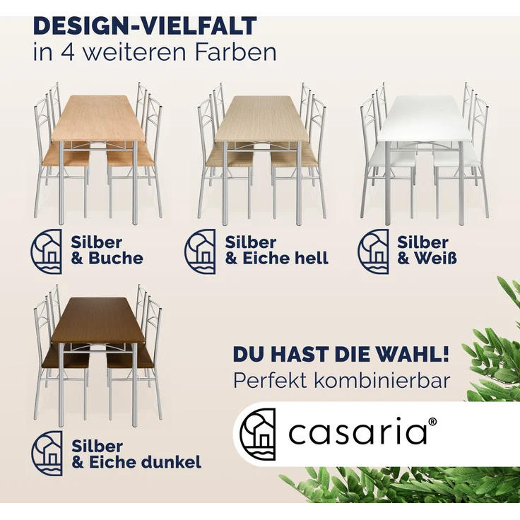 Casaria 5 tlg Sitzgruppe Esstisch Küchentisch mit Stühlen - Schwarz – Bild 8