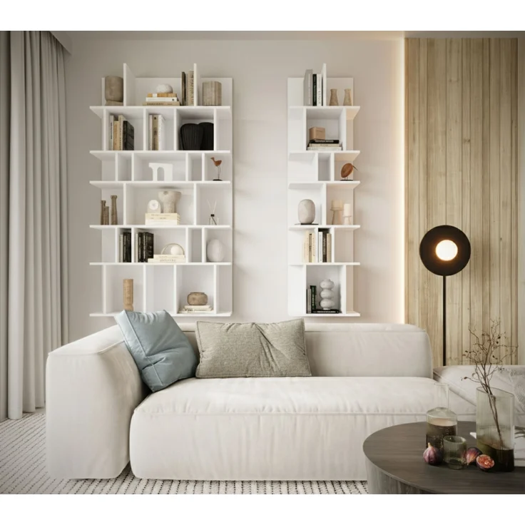 Selsey 'Bemmi' Wand- und Standregal mit asymmetrischen Fächern, Weiß, 180 × 50 cm – Bild 7
